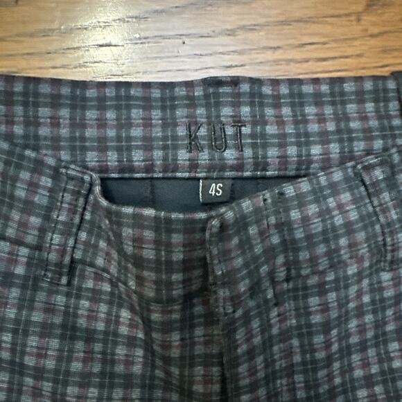 Kut From The Kloth Womens Slim Straight Pant Plaid Dark Grey Red NWT - Picture 4 of 15